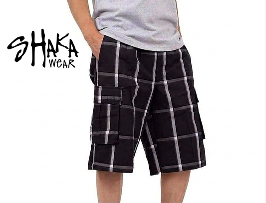 SHAKA WEAR checker plaid cargo shorts